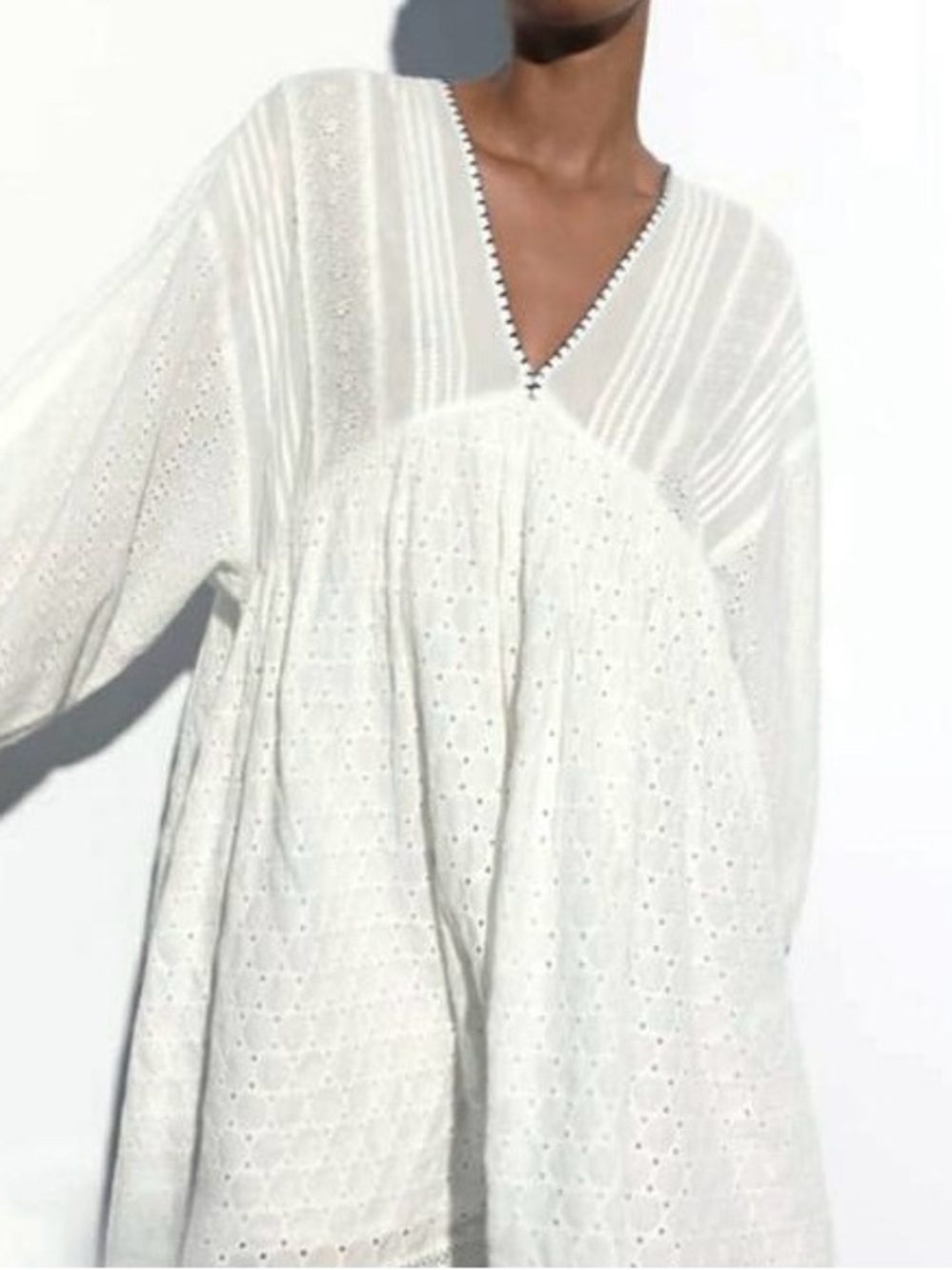 ZARA white embroidered babydoll dress